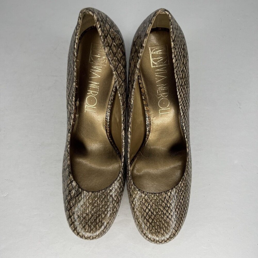 Via Neroli Pearlized Snake Skin Design Gold Gray Womens Size 7.5 Platform Pumps - Picture 5 of 8